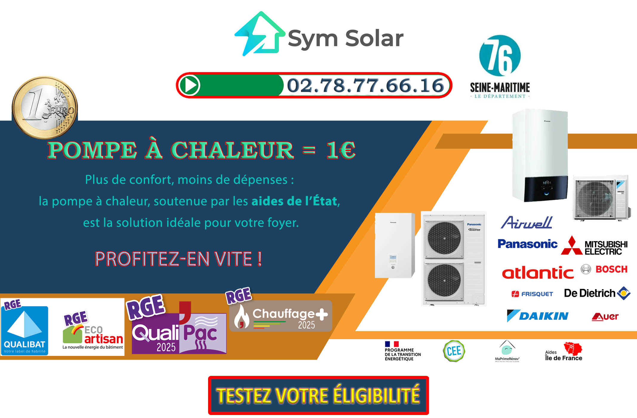 Pompe à chaleur 1 euro Sassetot le Malgarde 76730